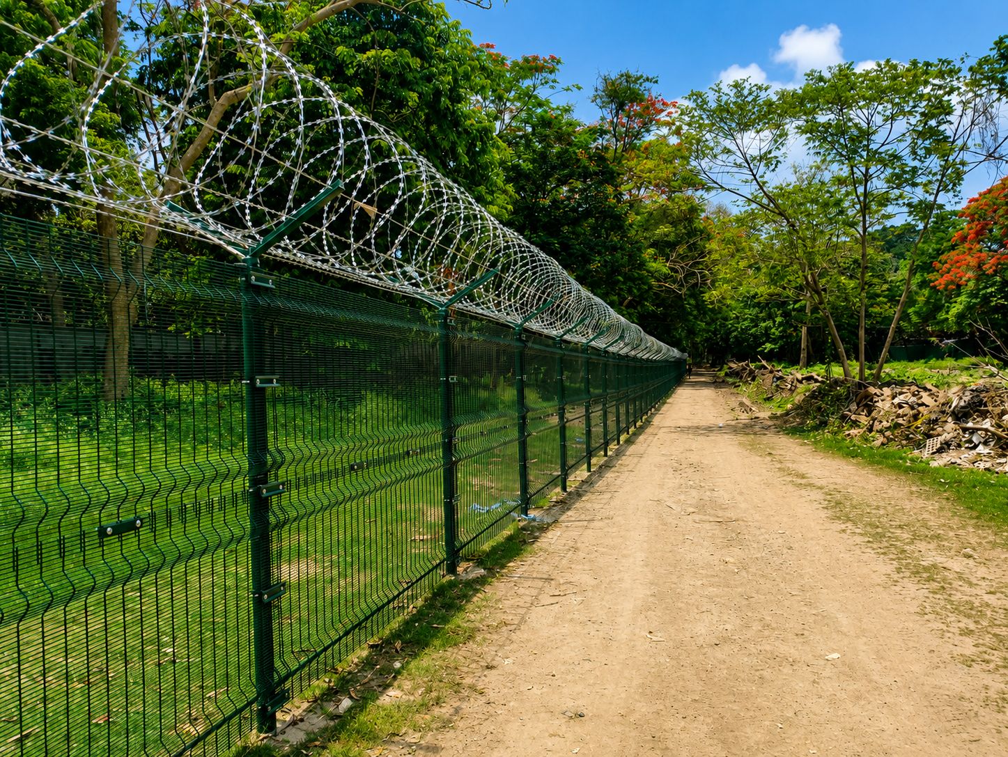 358 anti-climb perimeter fence with concertina topping